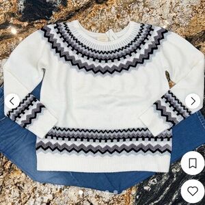 Women's White Black Grey Patterned Sweater Francesca’s Size Medium LIKE NEW